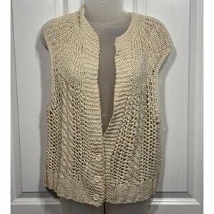 The Specialty House Open Knit Sweater Vest Womens L Silk Blend Cottagecore Boho